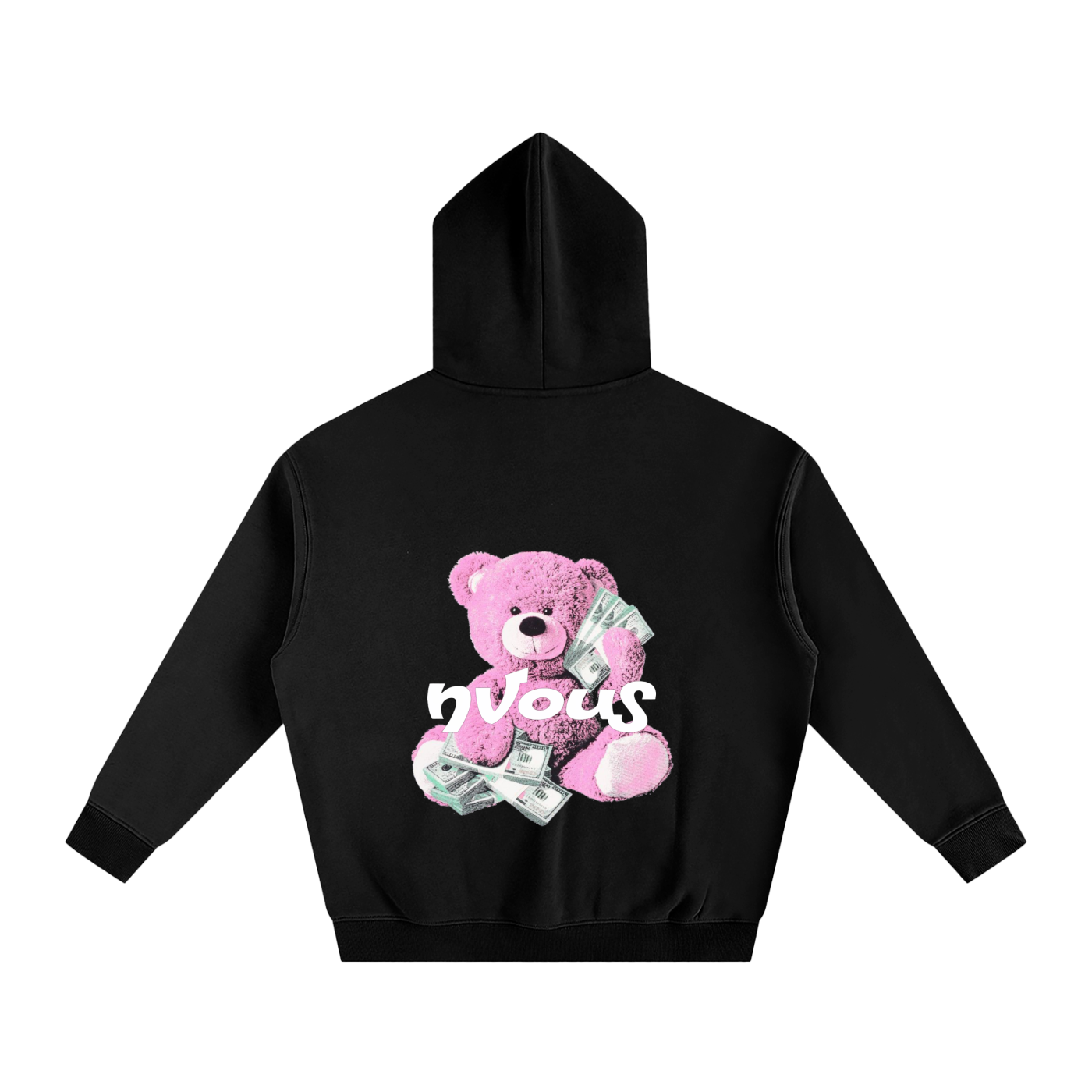 Oversized Hoodies Black Pink Bear