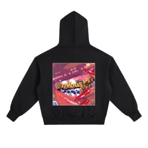 Oversized Hoodies Black Grill Graphic