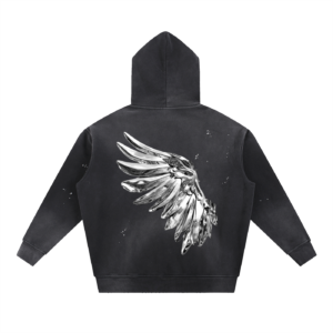 Oversized Hoodies Black Wing Graphic