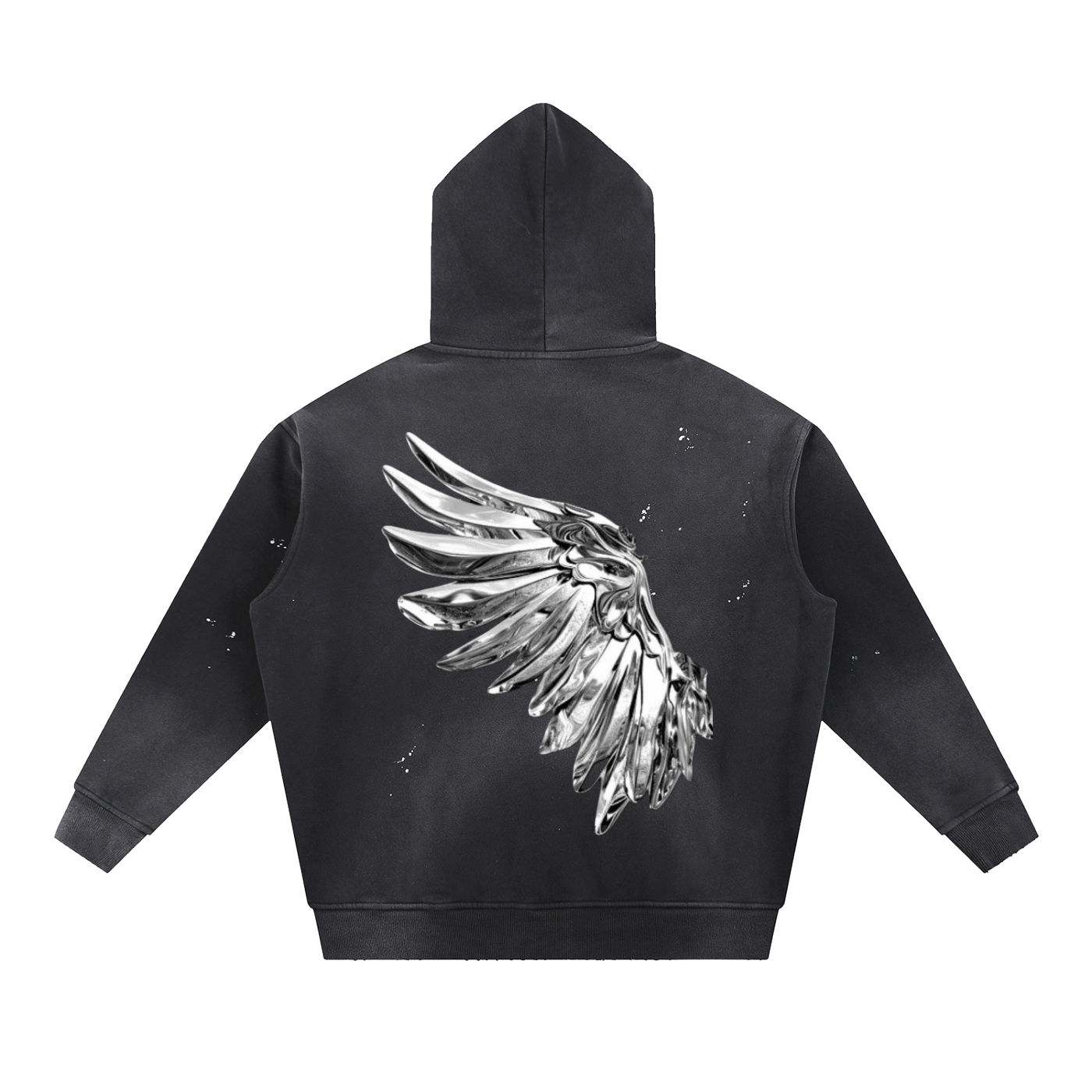 Oversized Hoodies Black Wing Graphic