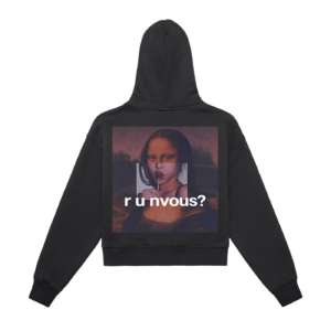 Cropped Zip Hoodies Black Mona Lisa Graphic
