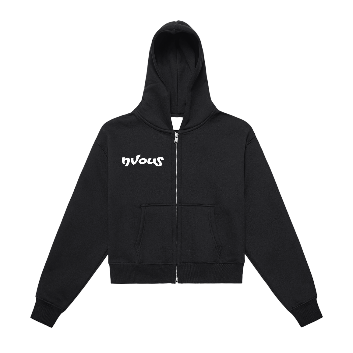 Cropped Zip Hoodies Black Mona Lisa Graphic - Image 2
