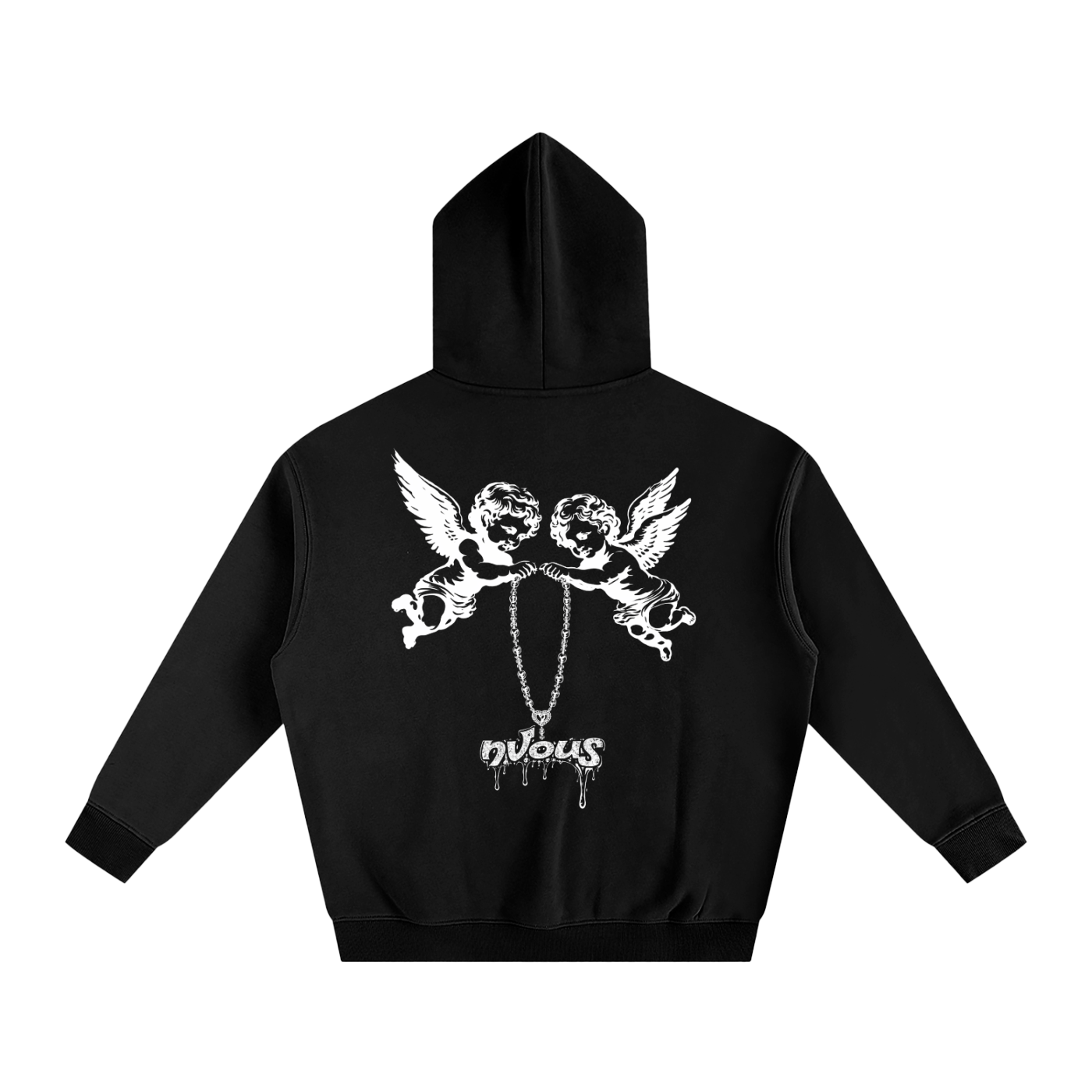 Oversized Hoodies Black Nvous Angel Graphic